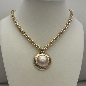 SOLD Chanel Logo Faux Pearl Necklace